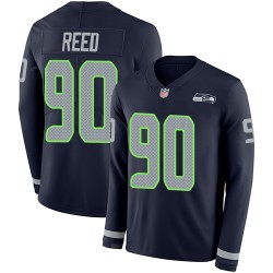 Limited Youth Jarran Reed Navy Blue Jersey - #90 Football Seattle Seahawks Therma Long Sleeve