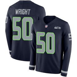 Limited Youth K.J. Wright Navy Blue Jersey - #50 Football Seattle Seahawks Therma Long Sleeve