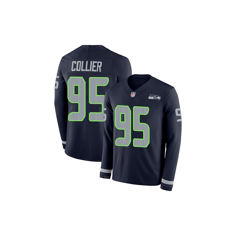 اودو Limited Youth L.J. Collier Navy Blue Jersey - #95 Football Seattle Seahawks  Therma Long Sleeve Size S(10-12) اودو