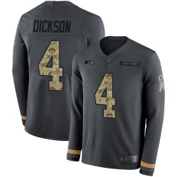 Limited Youth Michael Dickson Black Jersey - #4 Football Seattle Seahawks Salute to Service Therma Long Sleeve