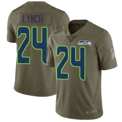 Limited Youth Marshawn Lynch Olive Jersey - #24 Football Seattle Seahawks 2017 Salute to Service