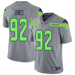 Limited Youth Nazair Jones Silver Jersey - #92 Football Seattle Seahawks Inverted Legend