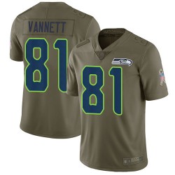 Limited Youth Nick Vannett Olive Jersey - #81 Football Seattle Seahawks 2017 Salute to Service
