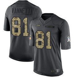 Limited Youth Nick Vannett Black Jersey - #81 Football Seattle Seahawks 2016 Salute to Service