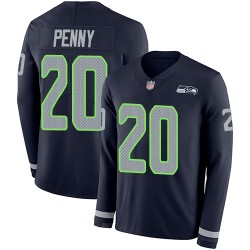 Limited Youth Rashaad Penny Navy Blue Jersey - #20 Football Seattle Seahawks Therma Long Sleeve