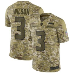 Limited Youth Russell Wilson Camo Jersey - #3 Football Seattle Seahawks 2018 Salute to Service