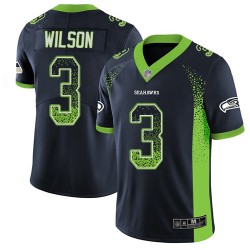 Limited Youth Russell Wilson Navy Blue Jersey - #3 Football Seattle Seahawks Rush Drift Fashion