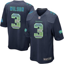 Limited Youth Russell Wilson Navy Blue Jersey - #3 Football Seattle Seahawks Strobe