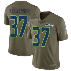 Limited Youth Shaun Alexander Olive Jersey - #37 Football Seattle Seahawks 2017 Salute to Service
