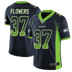 Limited Youth Tre Flowers Navy Blue Jersey - #37 Football Seattle Seahawks Rush Drift Fashion