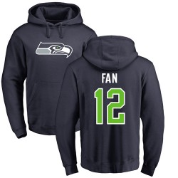 12th Fan Navy Blue Name & Number Logo - Football Seattle Seahawks Pullover Hoodie