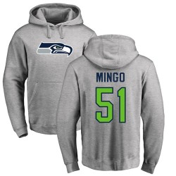 Barkevious Mingo Ash Name & Number Logo - #51 Football Seattle Seahawks Pullover Hoodie
