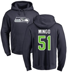 Barkevious Mingo Navy Blue Name & Number Logo - #51 Football Seattle Seahawks Pullover Hoodie