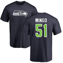 Barkevious Mingo Navy Blue Name & Number Logo - #51 Football Seattle Seahawks T-Shirt