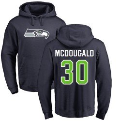 Bradley McDougald Navy Blue Name & Number Logo - #30 Football Seattle Seahawks Pullover Hoodie
