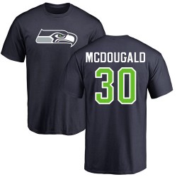 Bradley McDougald Navy Blue Name & Number Logo - #30 Football Seattle Seahawks T-Shirt