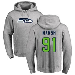 Cassius Marsh Ash Name & Number Logo - #91 Football Seattle Seahawks Pullover Hoodie