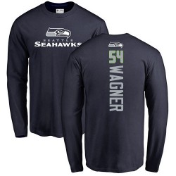 Bobby Wagner Navy Blue Backer - #54 Football Seattle Seahawks Long Sleeve T-Shirt