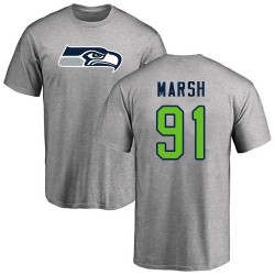 Cassius Marsh Ash Name & Number Logo - #91 Football Seattle Seahawks T-Shirt