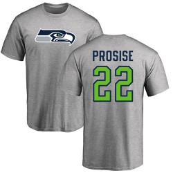 C. J. Prosise Ash Name & Number Logo - #22 Football Seattle Seahawks T-Shirt