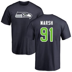 Cassius Marsh Navy Blue Name & Number Logo - #91 Football Seattle Seahawks T-Shirt