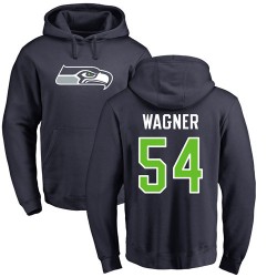 Bobby Wagner Navy Blue Name & Number Logo - #54 Football Seattle Seahawks Pullover Hoodie