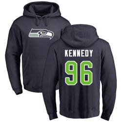 Cortez Kennedy Navy Blue Name & Number Logo - #96 Football Seattle Seahawks Pullover Hoodie