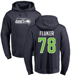 D.J. Fluker Navy Blue Name & Number Logo - #78 Football Seattle Seahawks Pullover Hoodie