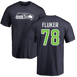 D.J. Fluker Navy Blue Name & Number Logo - #78 Football Seattle Seahawks T-Shirt