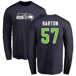 Cody Barton Navy Blue Name & Number Logo - #57 Football Seattle Seahawks Long Sleeve T-Shirt