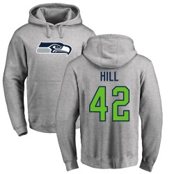 Delano Hill Ash Name & Number Logo - #42 Football Seattle Seahawks Pullover Hoodie
