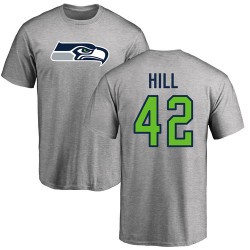 Delano Hill Ash Name & Number Logo - #42 Football Seattle Seahawks T-Shirt