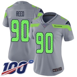 Limited Women's Jarran Reed Silver Jersey - #90 Football Seattle Seahawks 100th Season Inverted Legend