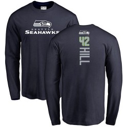 Delano Hill Navy Blue Backer - #42 Football Seattle Seahawks Long Sleeve T-Shirt