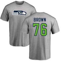 Duane Brown Ash Name & Number Logo - #76 Football Seattle Seahawks T-Shirt