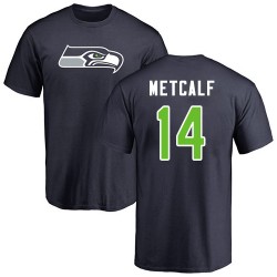 D.K. Metcalf Navy Blue Name & Number Logo - #14 Football Seattle Seahawks T-Shirt
