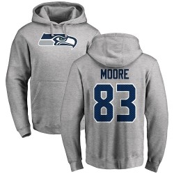 David Moore Ash Name & Number Logo - #83 Football Seattle Seahawks Pullover Hoodie