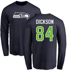 Ed Dickson Navy Blue Name & Number Logo - #84 Football Seattle Seahawks Long Sleeve T-Shirt