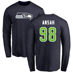 Ezekiel Ansah Navy Blue Name & Number Logo - #98 Football Seattle Seahawks Long Sleeve T-Shirt