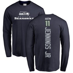 Gary Jennings Jr. Navy Blue Backer - #11 Football Seattle Seahawks Long Sleeve T-Shirt