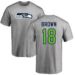 Jaron Brown Ash Name & Number Logo - #18 Football Seattle Seahawks T-Shirt