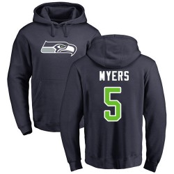 Jason Myers Navy Blue Name & Number Logo - #5 Football Seattle Seahawks Pullover Hoodie