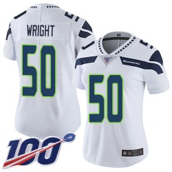 Limited Women's K.J. Wright White Road Jersey - #50 Football Seattle Seahawks 100th Season Vapor Untouchable
