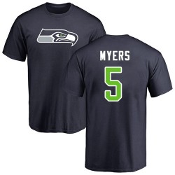 Jason Myers Navy Blue Name & Number Logo - #5 Football Seattle Seahawks T-Shirt
