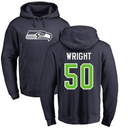 K.J. Wright Navy Blue Name & Number Logo - #50 Football Seattle Seahawks Pullover Hoodie