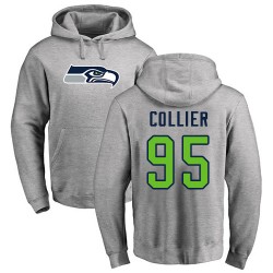 L.J. Collier Ash Name & Number Logo - #95 Football Seattle Seahawks Pullover Hoodie