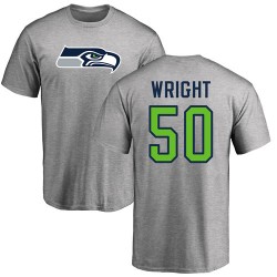K.J. Wright Ash Name & Number Logo - #50 Football Seattle Seahawks T-Shirt