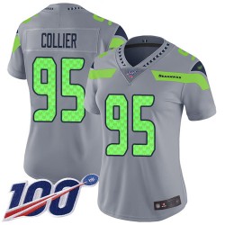 Limited Women's L.J. Collier Silver Jersey - #95 Football Seattle Seahawks 100th Season Inverted Legend