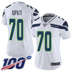 Limited Women's Mike Iupati White Road Jersey - #70 Football Seattle Seahawks 100th Season Vapor Untouchable