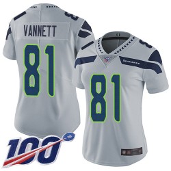 Limited Women's Nick Vannett Grey Alternate Jersey - #81 Football Seattle Seahawks 100th Season Vapor Untouchable